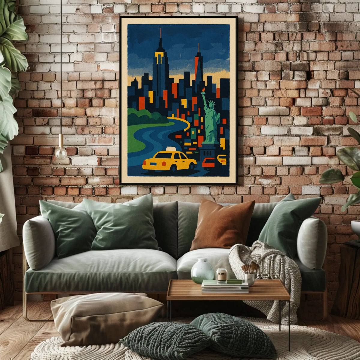 New York City Skyline Poster Modern Urban Vibrant Wall Art