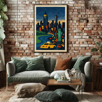 New York City Skyline Poster Modern Urban Vibrant Wall Art