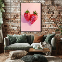 Strawberries in Geometric Design Abstract or Artistic Poster PosterGoat