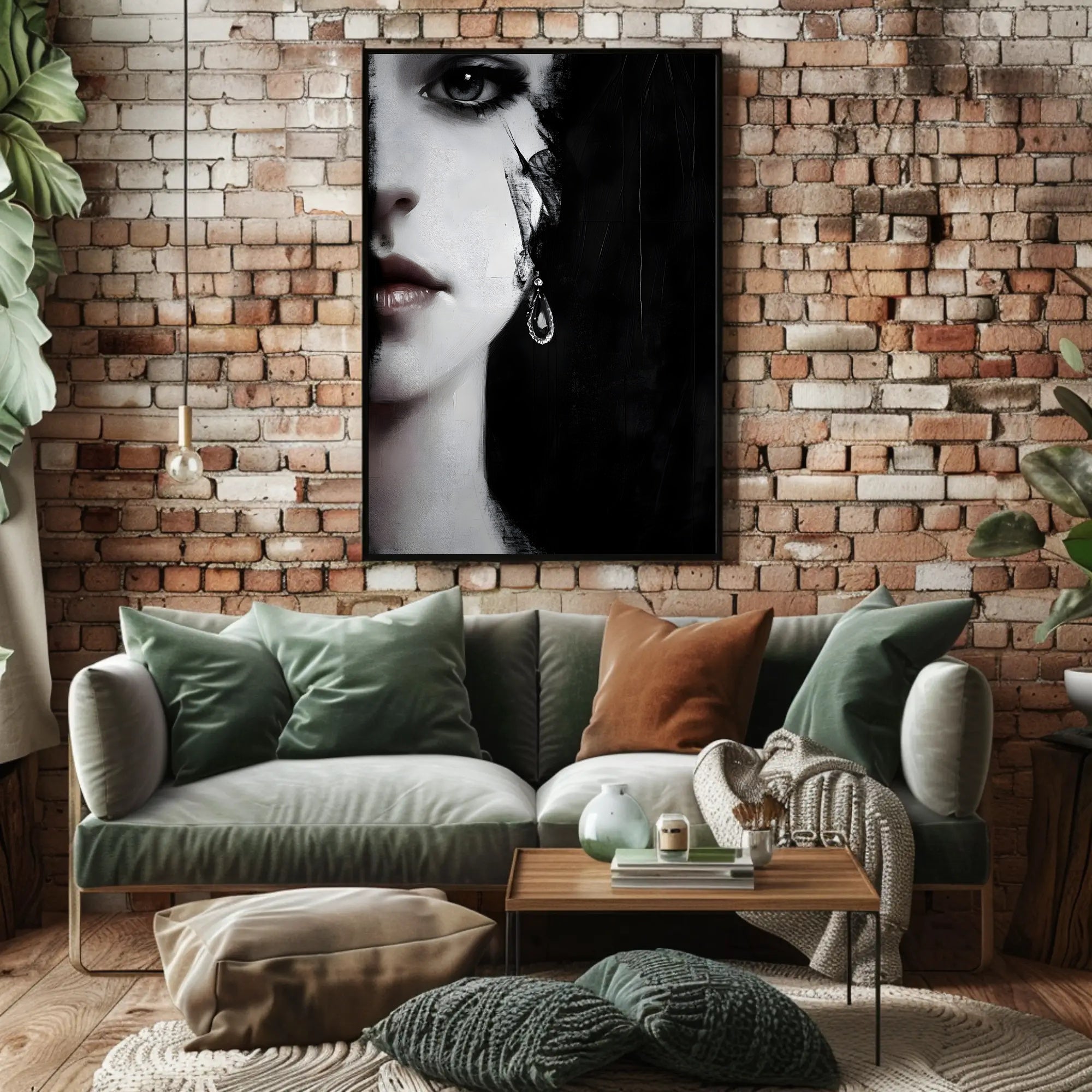 Striking Surreal Portrait Black & White Artistic Poster PosterGoat