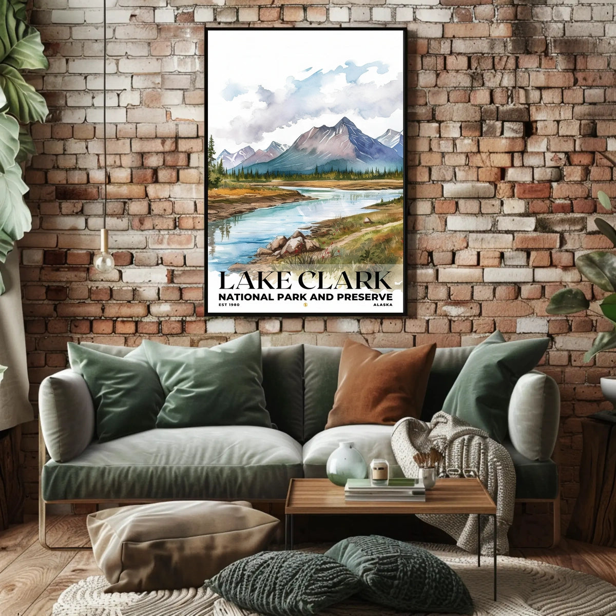 Lake Clark Watercolor Wall Art Poster