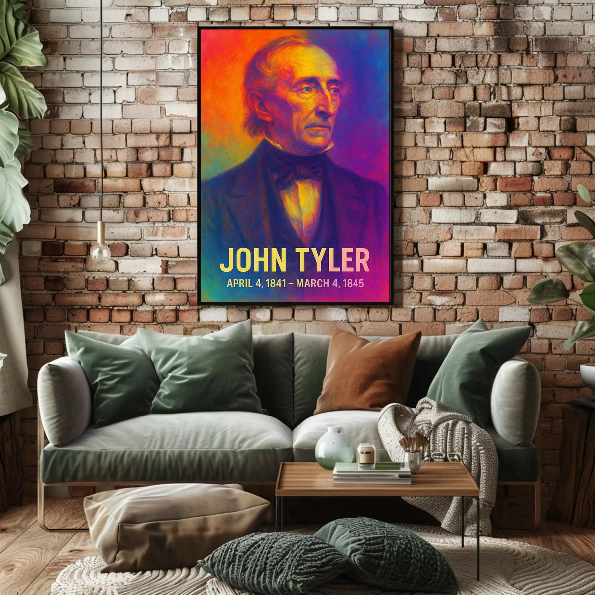 John Tyler 10th President of the United States Neon Gradient OverlayPoster