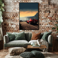 Sunset Drive Along the Coast Poster PosterGoat