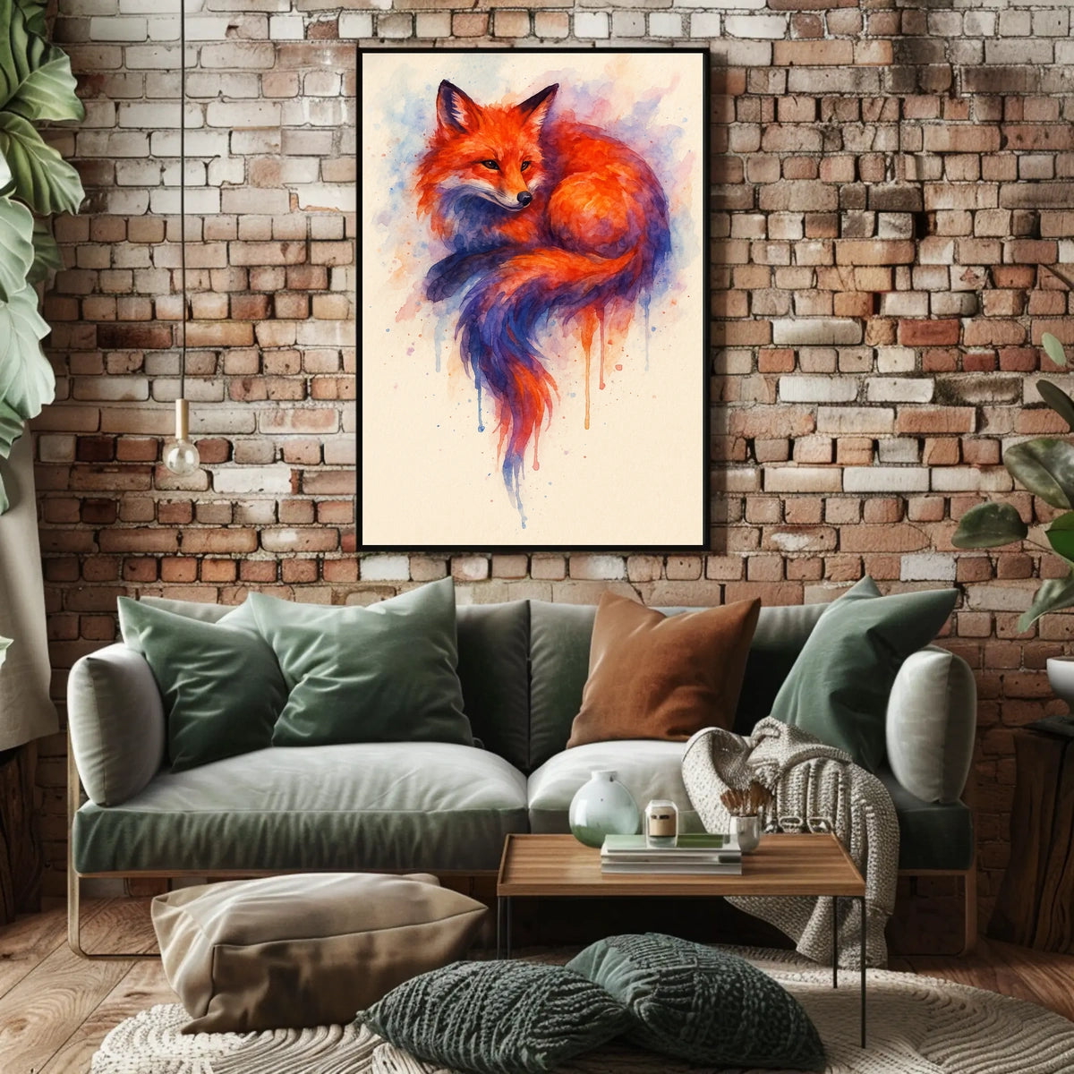 Vibrant Fox in Watercolor Poster