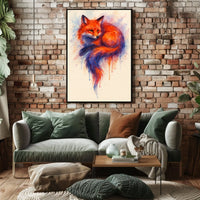 Vibrant Fox in Watercolor Poster