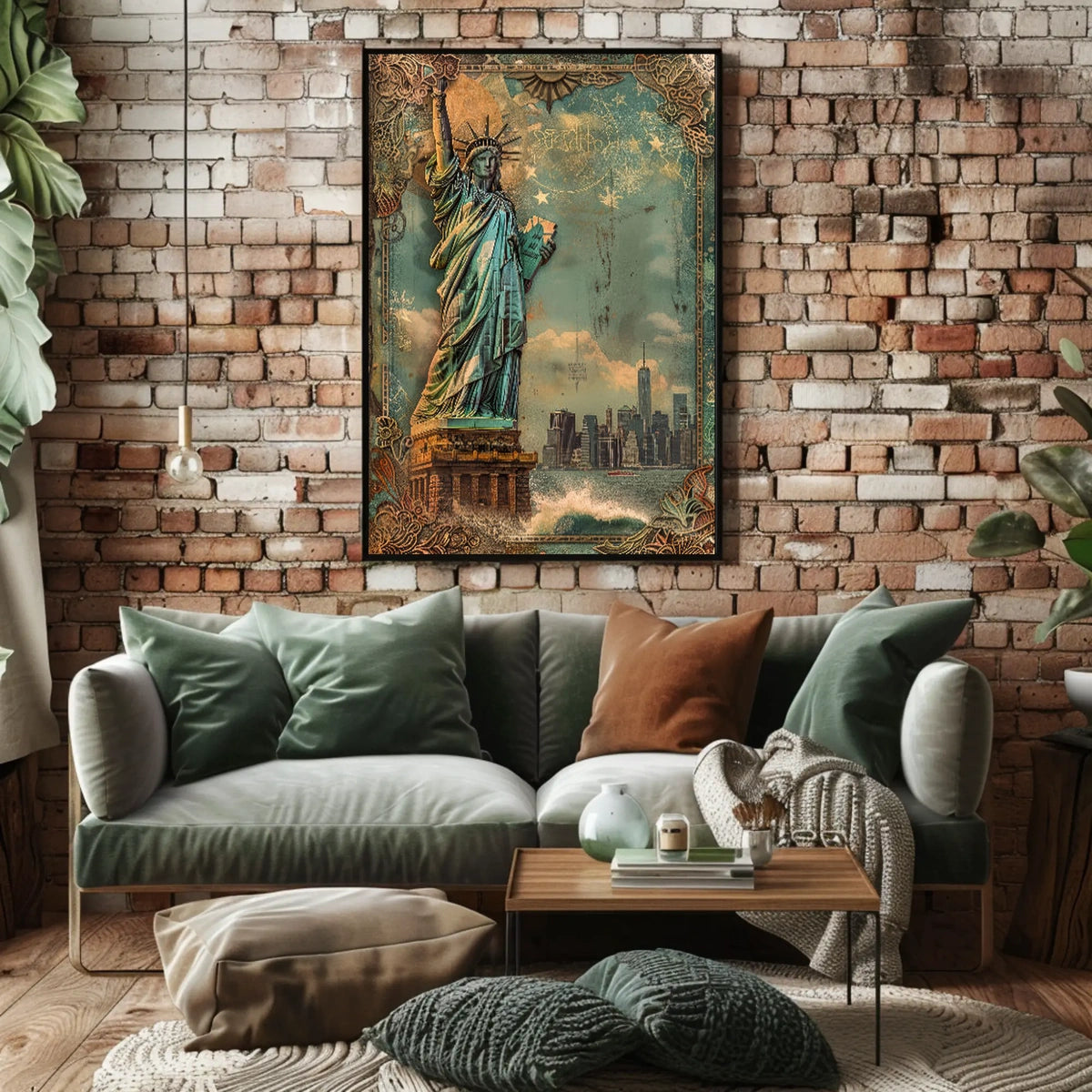 Statue Of Liberty American Heritage Poster Vintage Wall Art