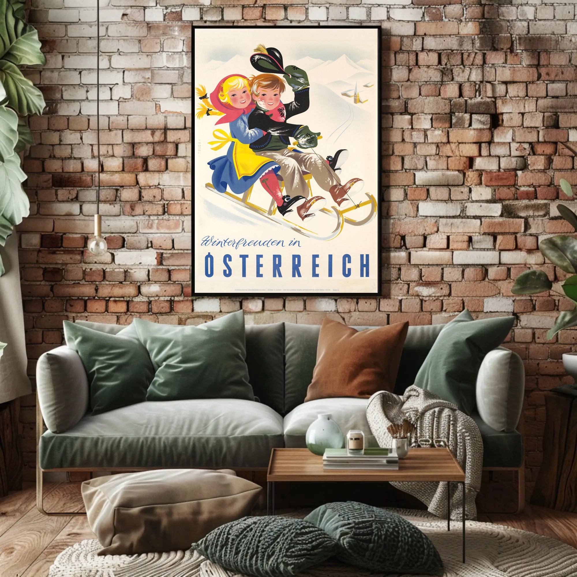 Winter Fun in Austria Vintage Travel Poster PosterGoat