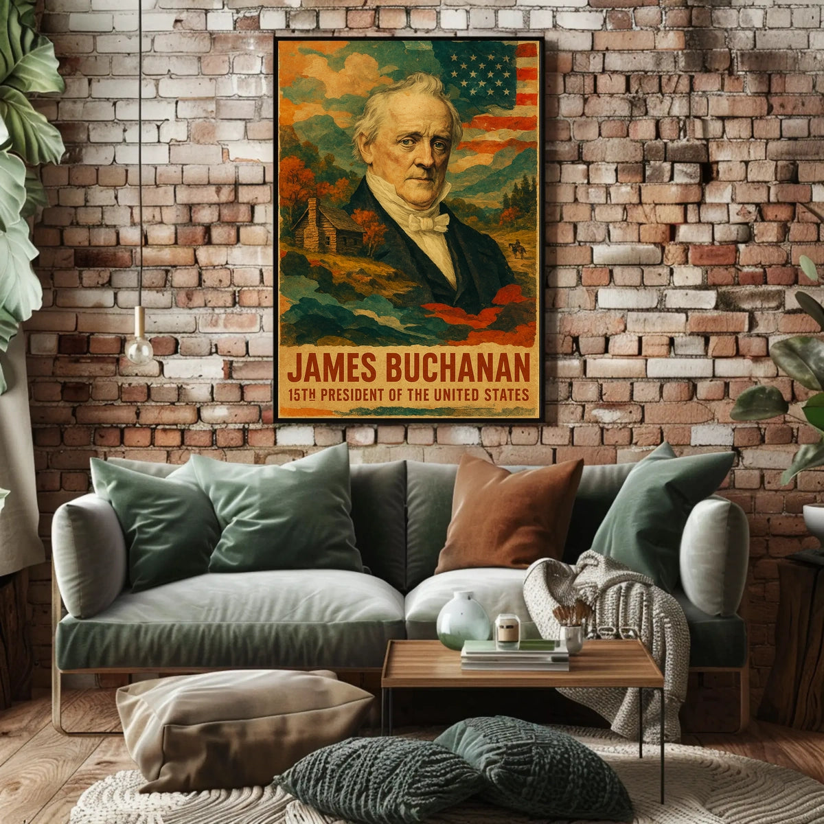 James Buchanan 15th President of the United States Layered Digital Collage Poster