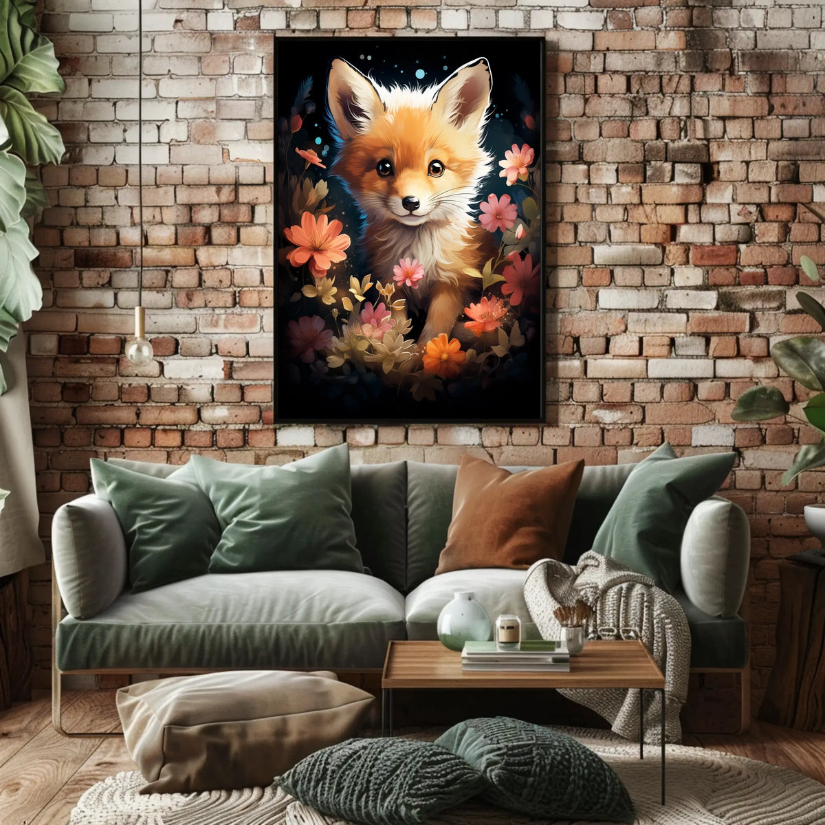 Fox Bloom Whimsical Poster