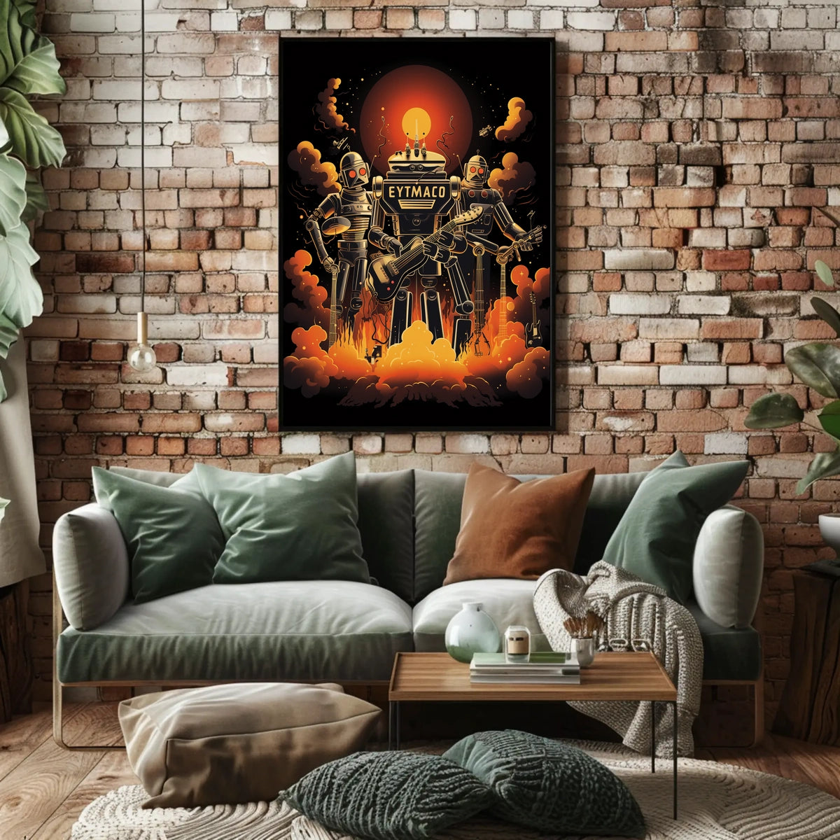 Robot Rock Revolution Cyberpunk Futurism Techno Poster