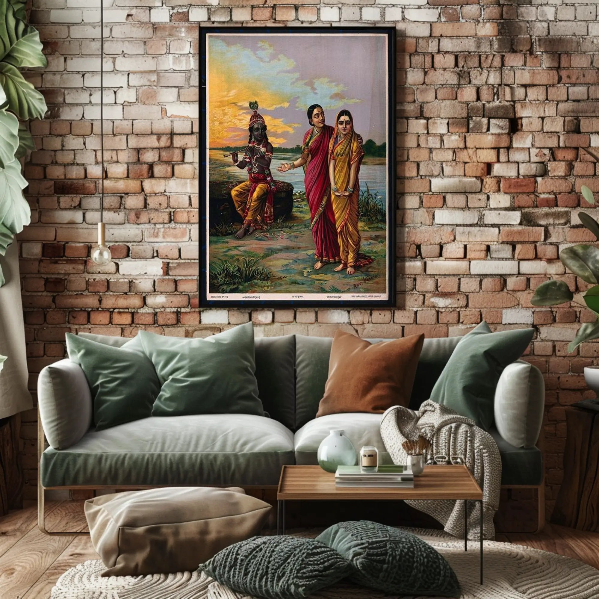 Serene Riverbank Encounter Poster PosterGoat