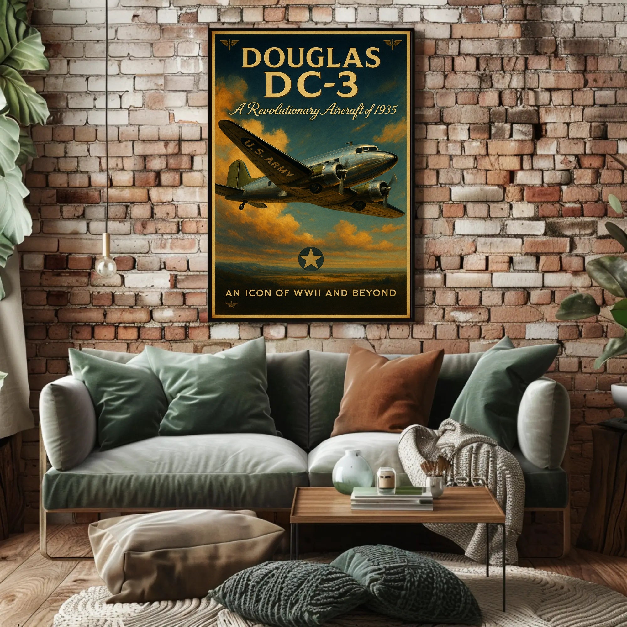 Douglas DC-3 Vintage Aircraft Poster Print