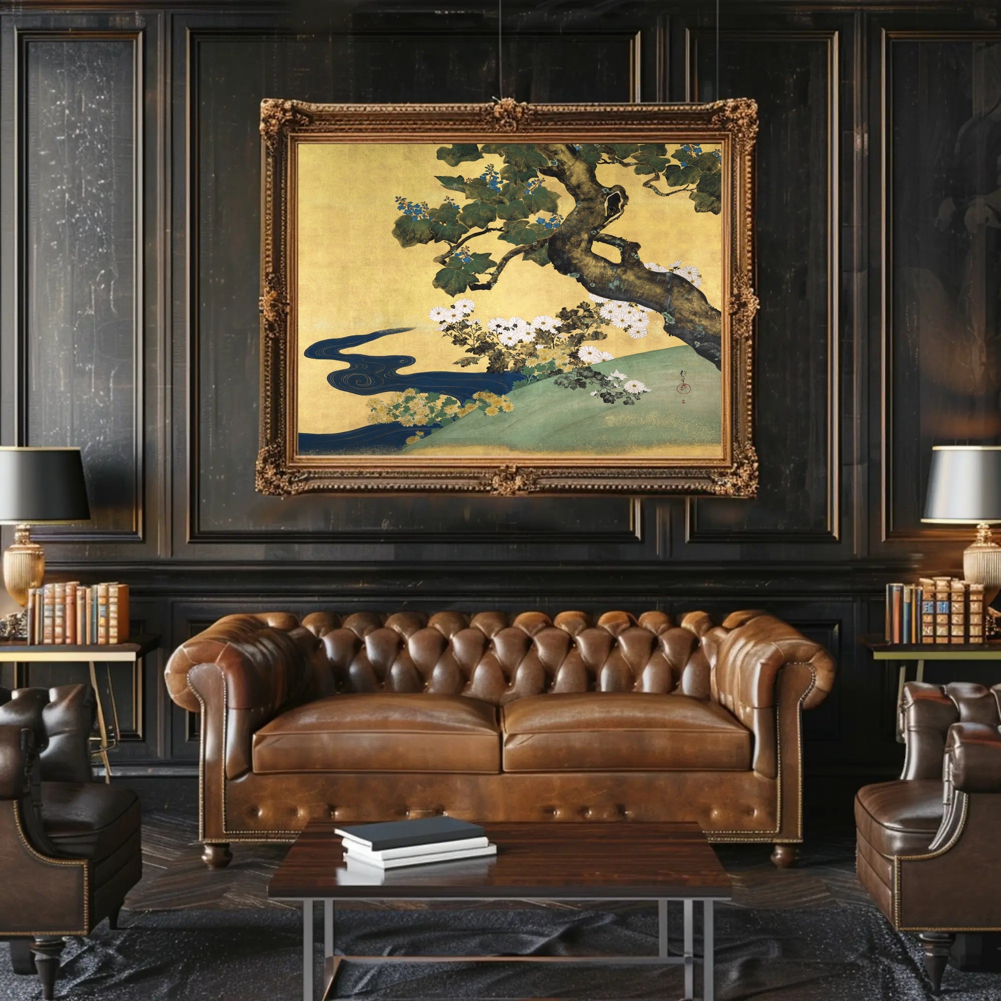 Serene Japanese Landscape Painting in Artistic Poster