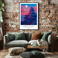 Himeji Castle vibrant sunset travel art Travel Poster