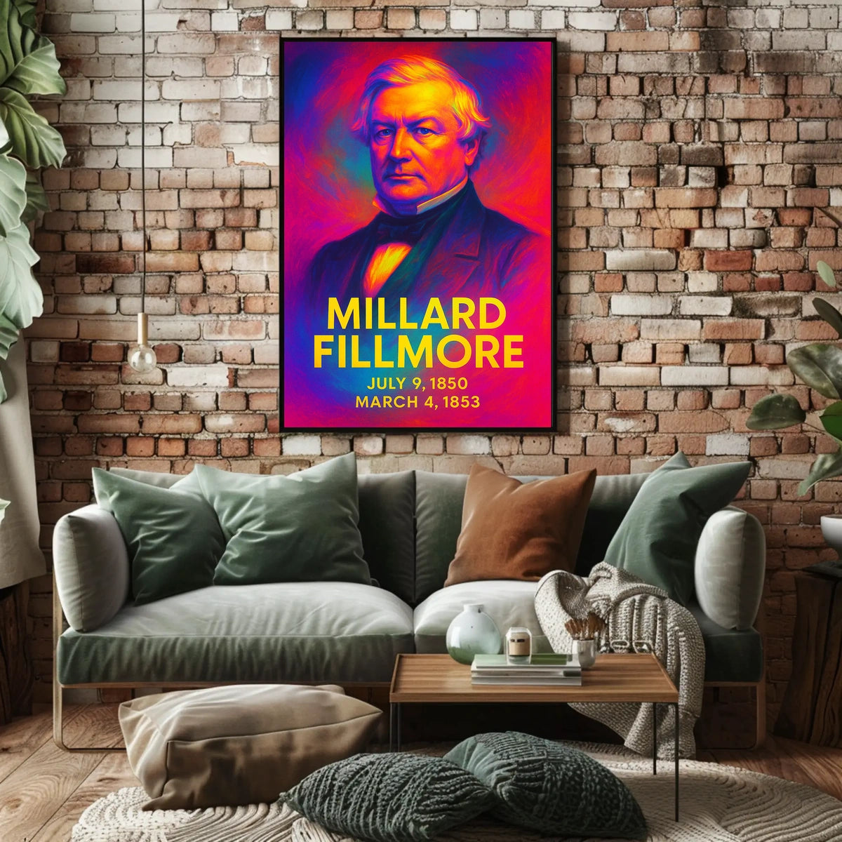 Millard Fillmore 13th President of the United States Neon Gradient Overlay Poster