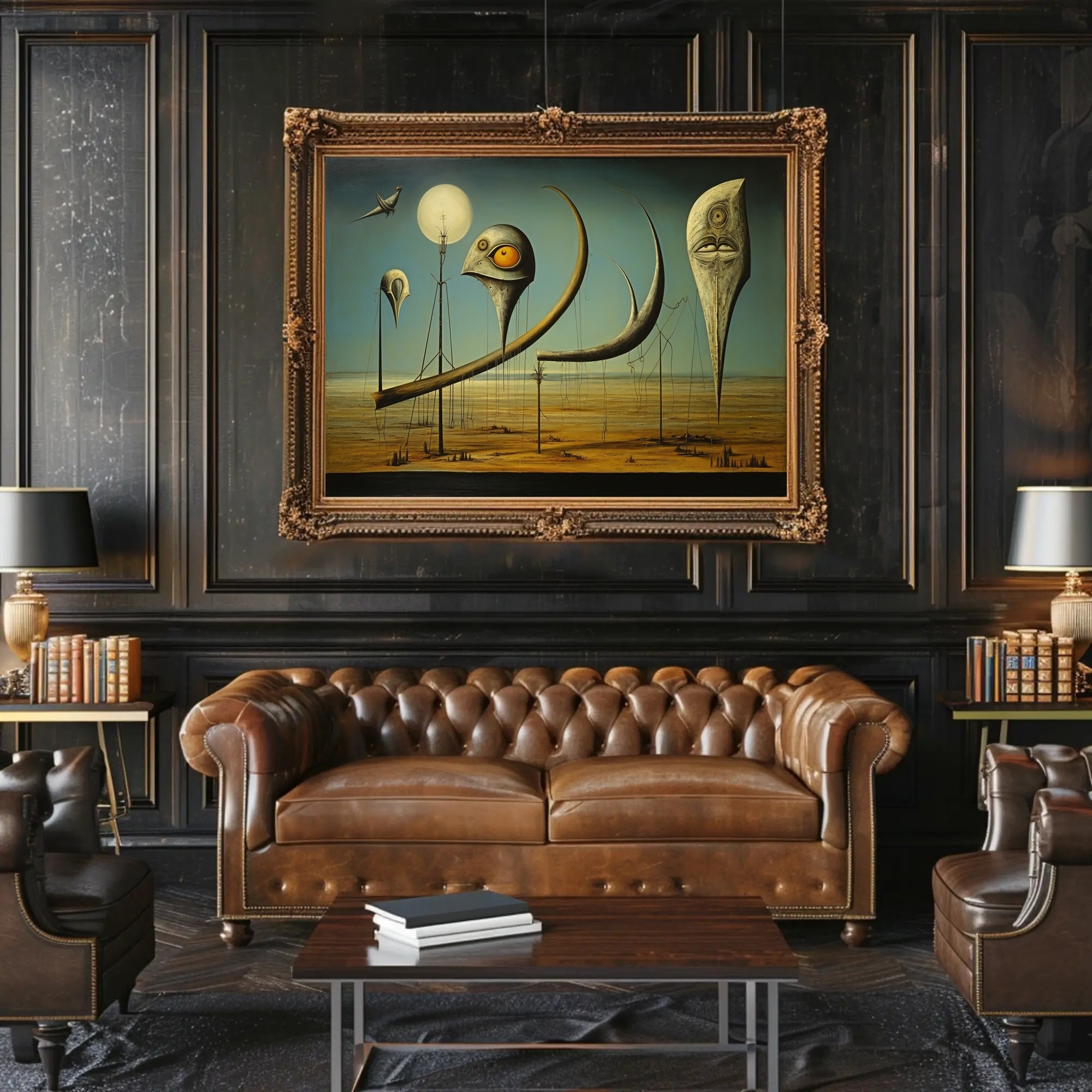 Surreal Birdscape in Otherworldly Realm: Abstract or Artistic Poster