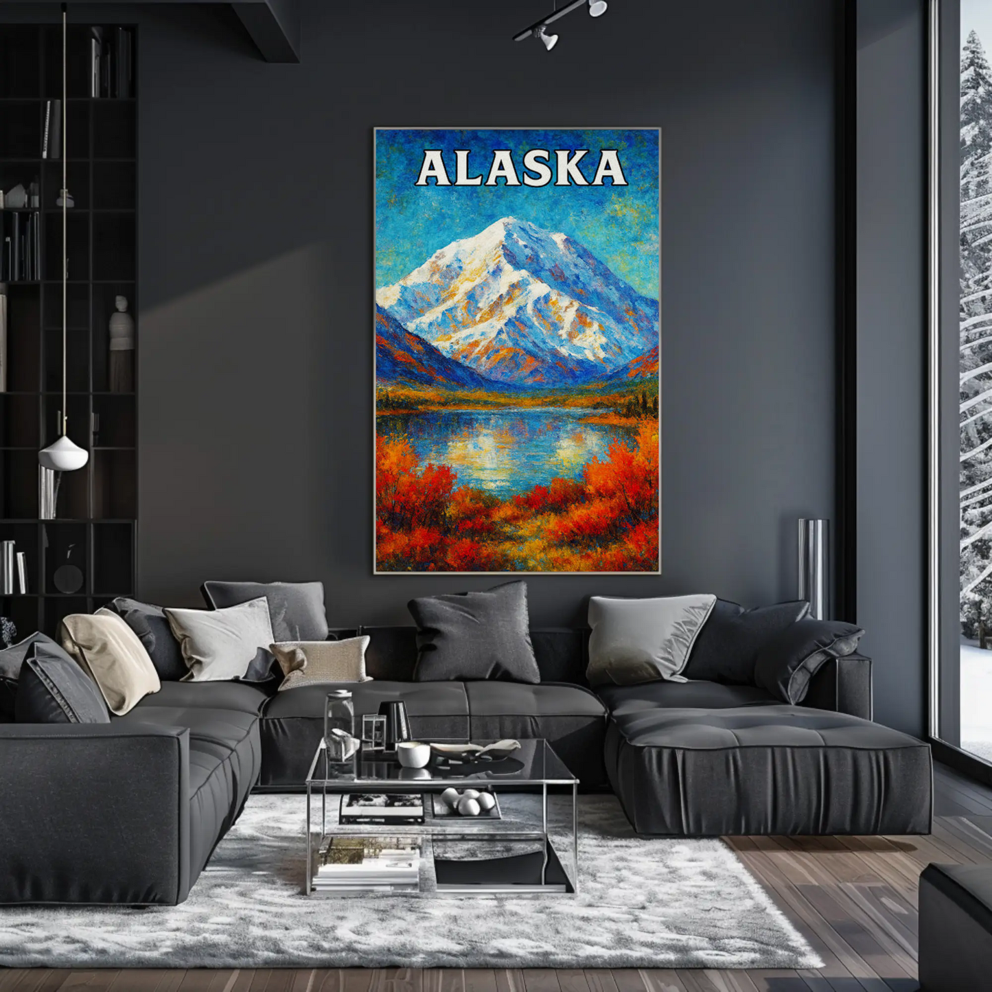 Alaska Mountain Reflection Autumn Foliage Lake Travel Poster