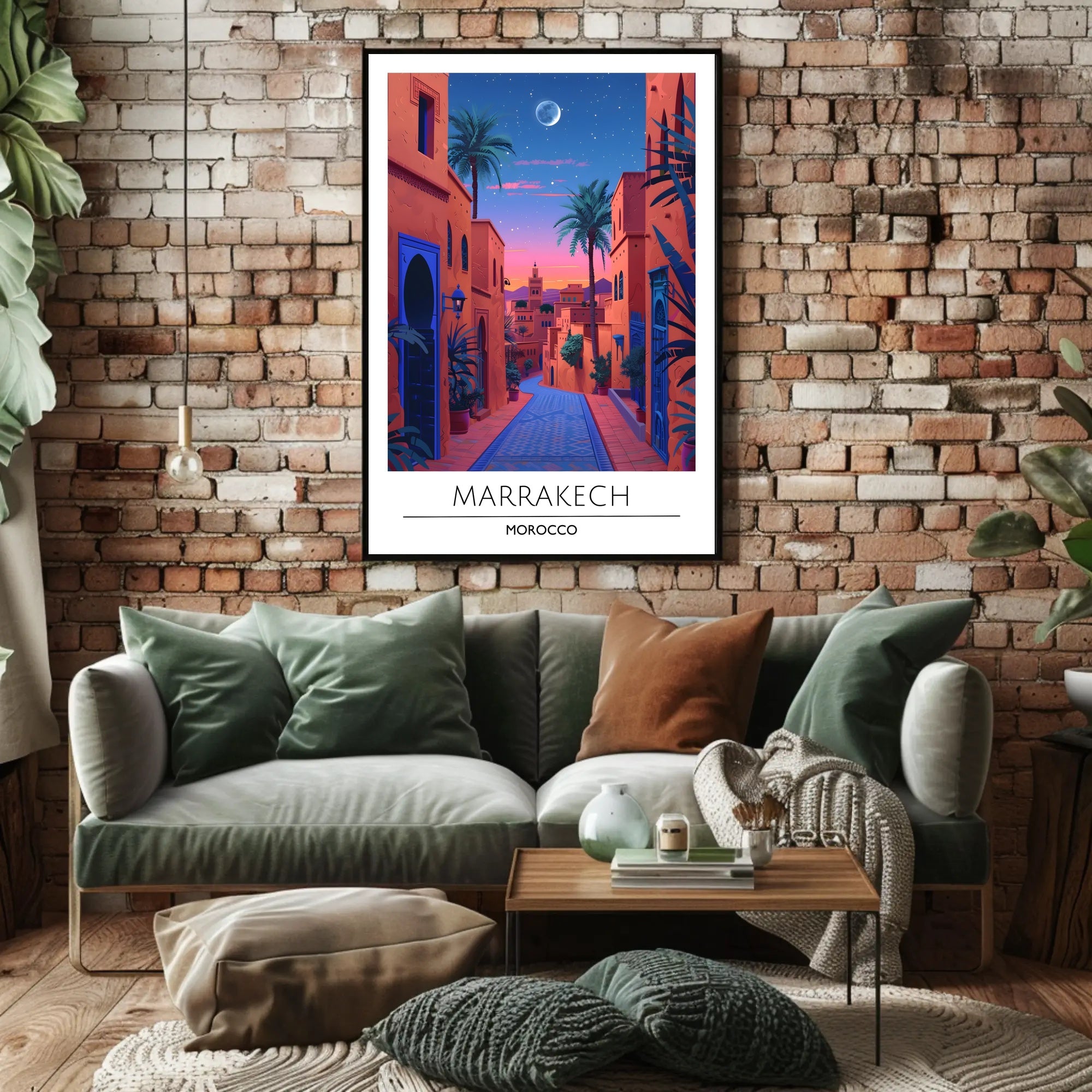 Marrakech Street Scene Evening Travel Poster