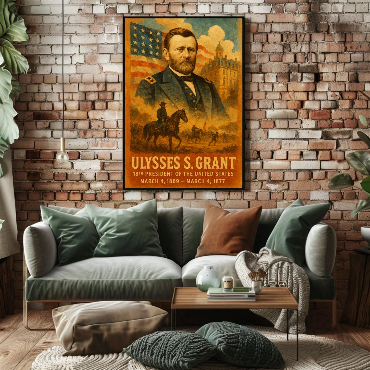 Ulysses S. Grant 18th President of the United States Layered Digital Collage Poster