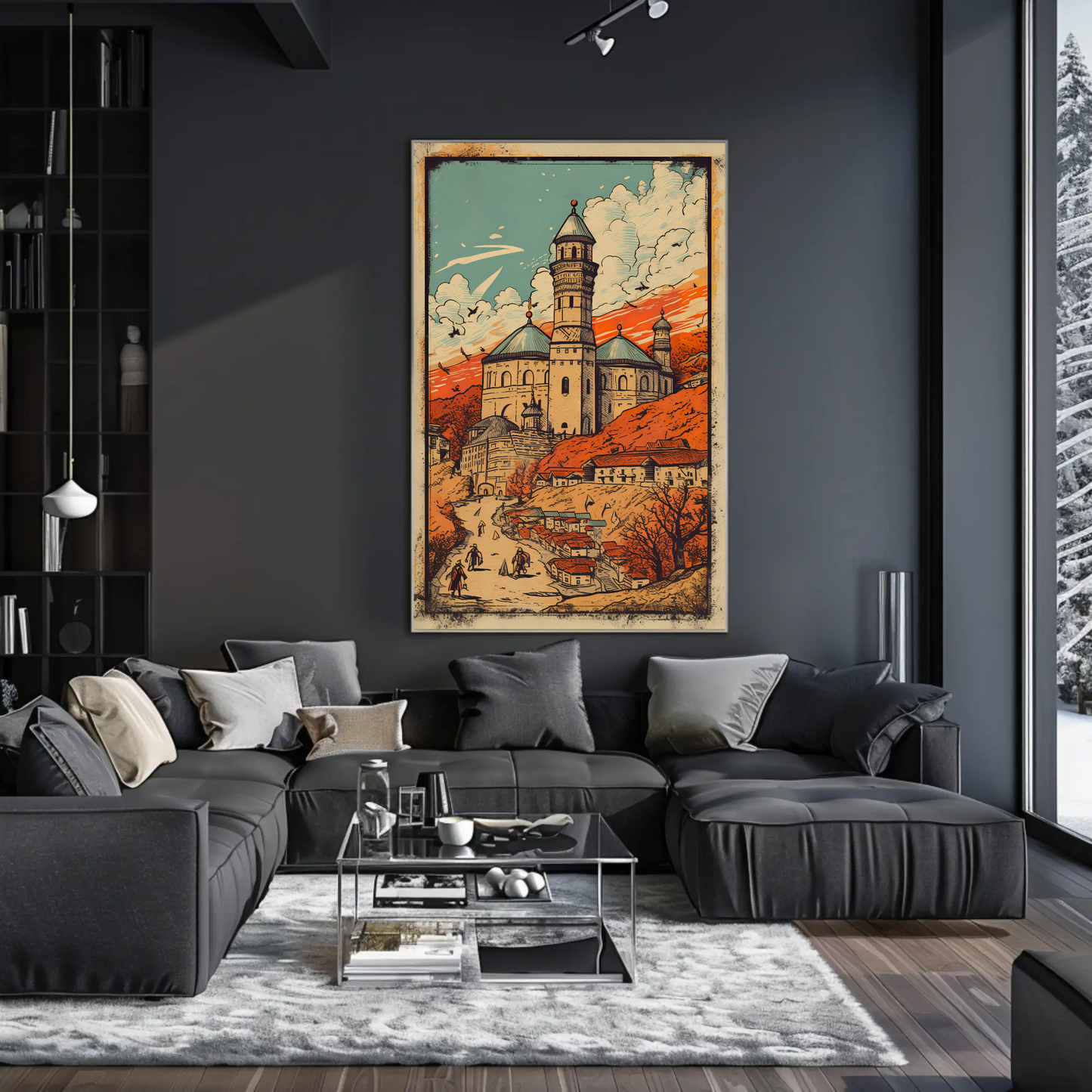 Eastern Fortress And Red Sunset Village Travel Poster