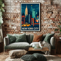 New York City Vibrant Urban Art Poster Abstract Wall Art