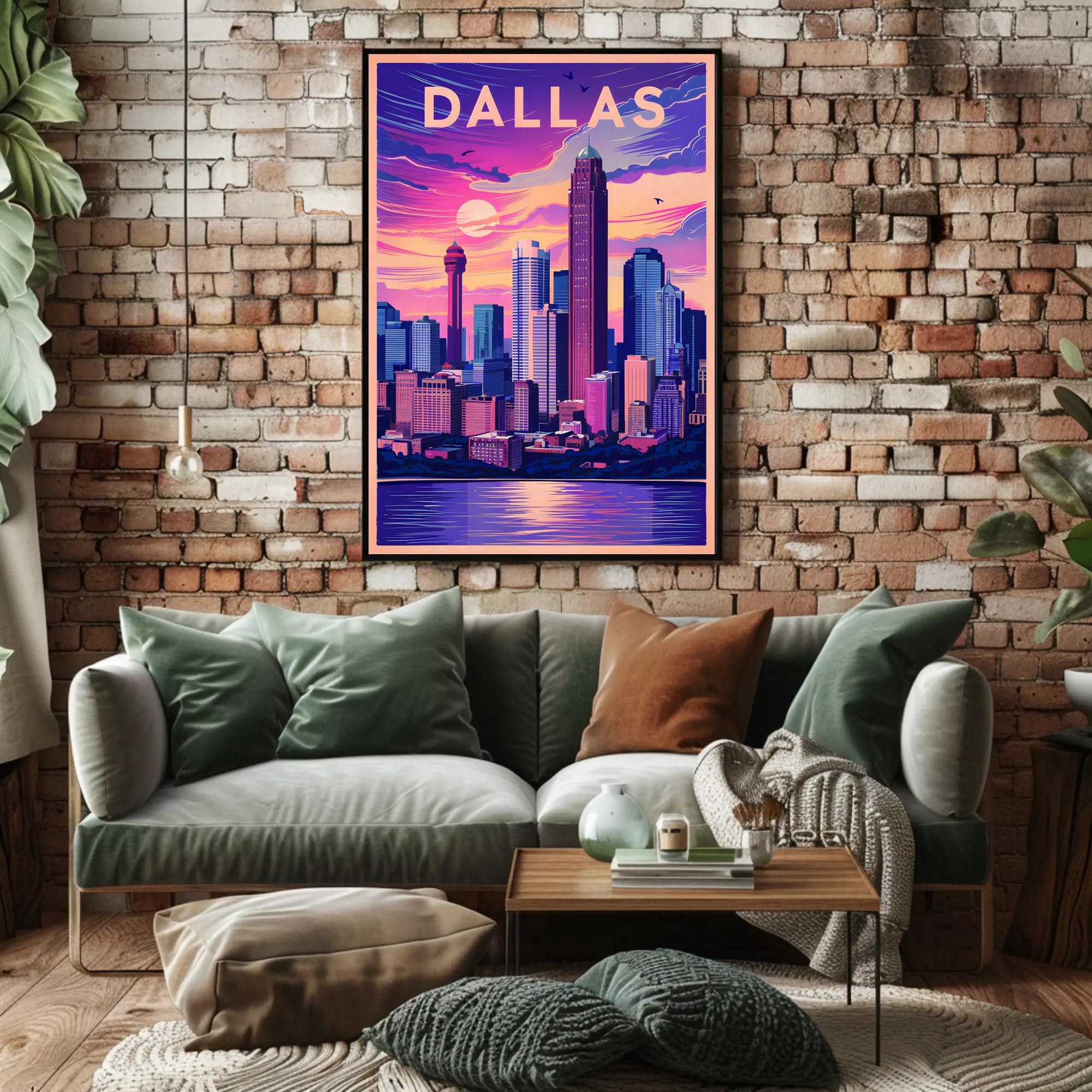 Dallas Skyline at Sunset Poster