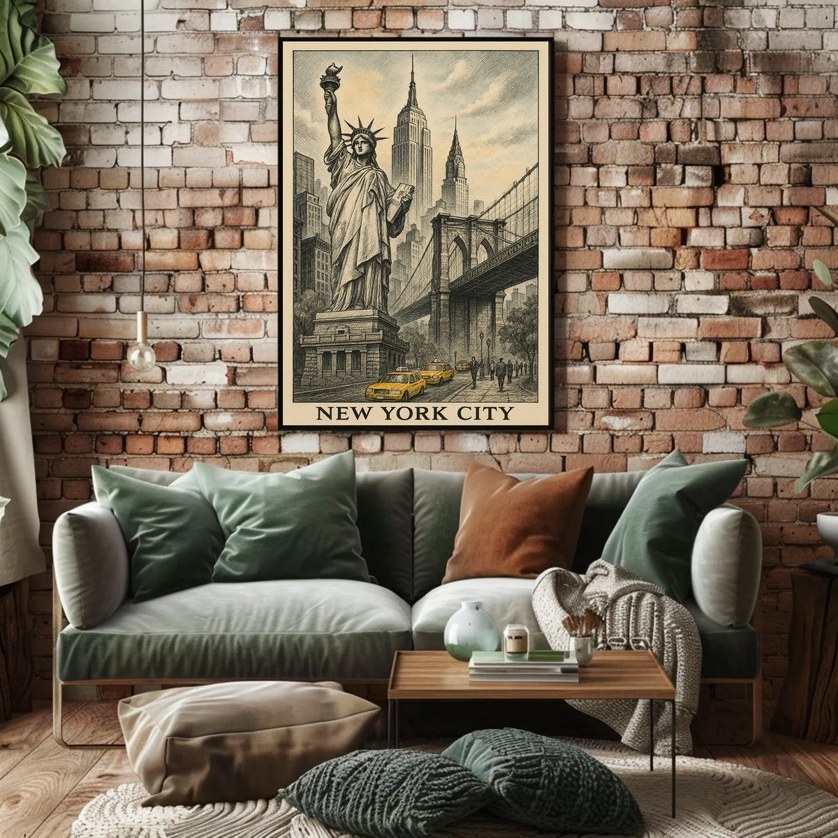 New York City Poster Vintage Travel Cityscape Wall Art
