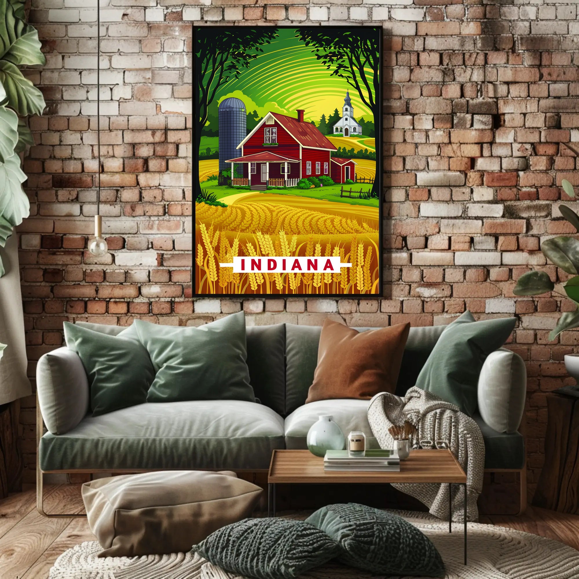 Indiana Countryside Illustration Poster
