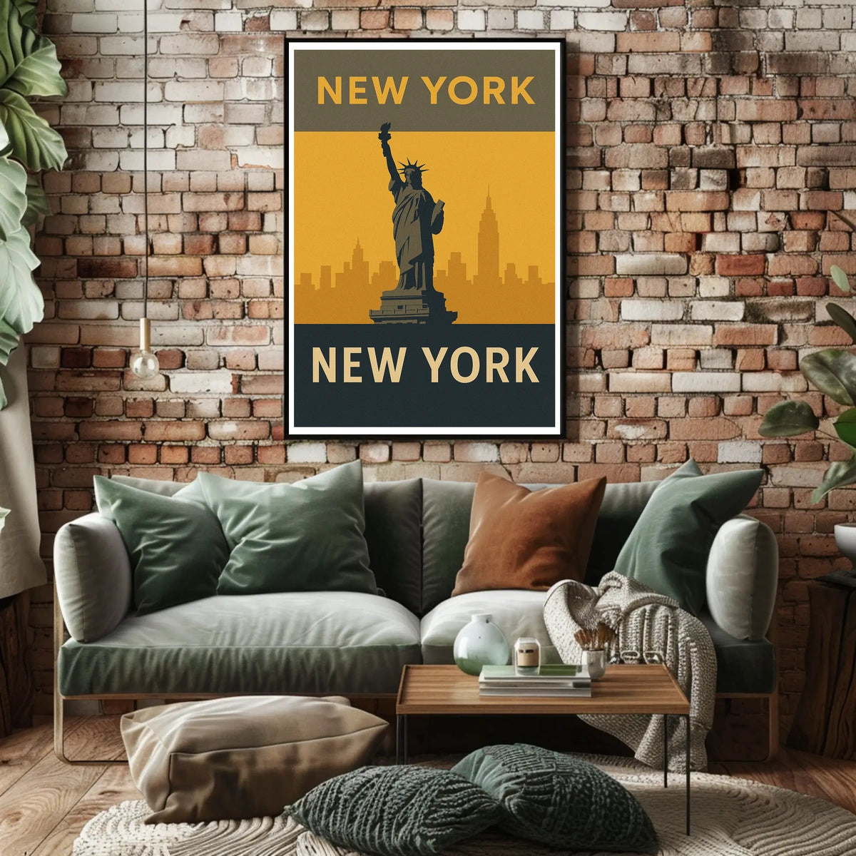 New York Skyline Silhouette Poster Vintage Wall Art