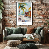 Belize Coastal Serenity Watercolor Travel Poster PosterGoat