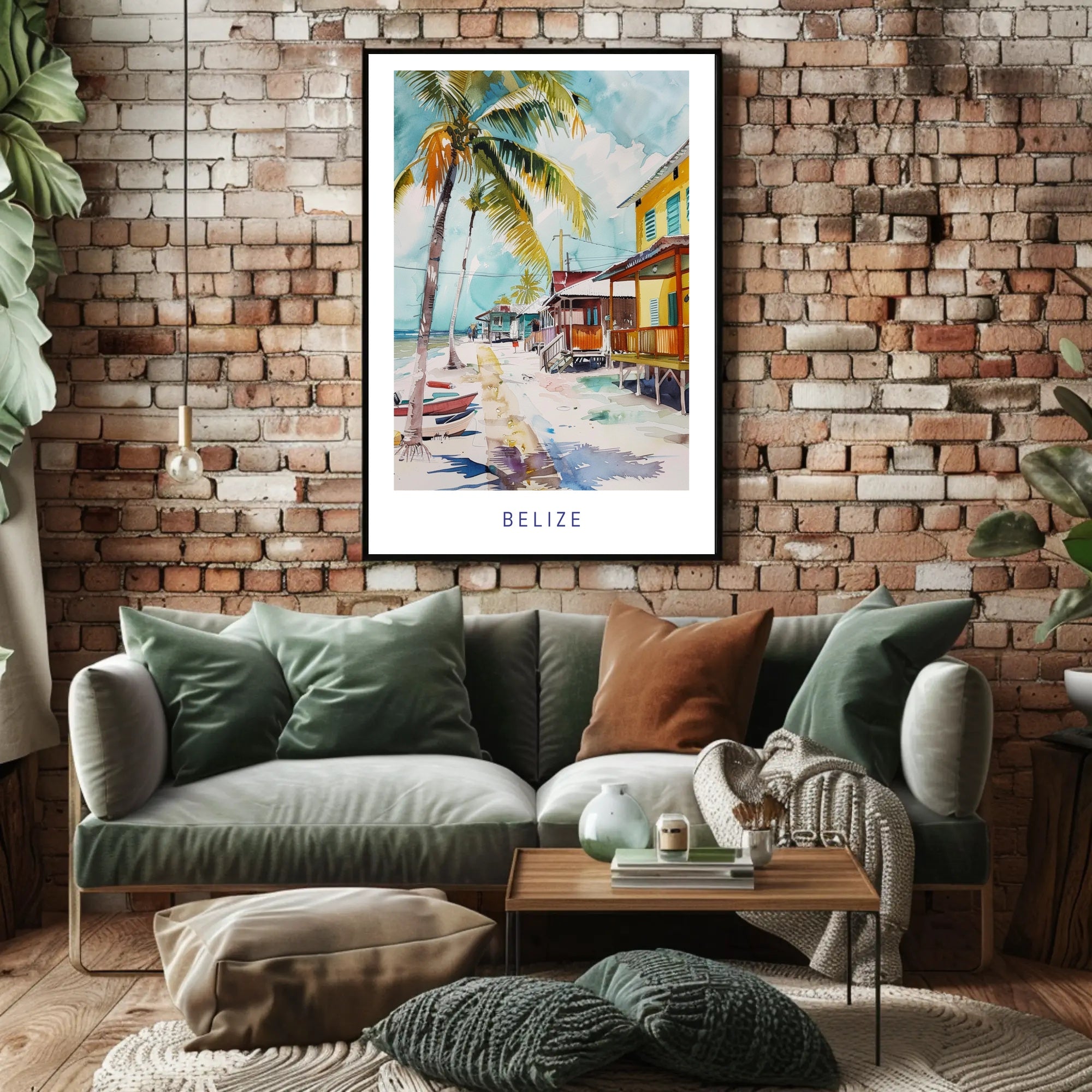Belize Coastal Serenity Watercolor Travel Poster PosterGoat