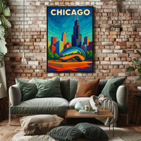 Chicago Skyline And Cloud Gate Poster
