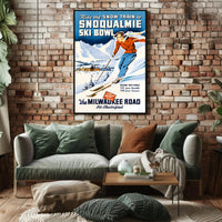 Vintage Snoqualmie Ski Bowl Adventure Travel Poster PosterGoat