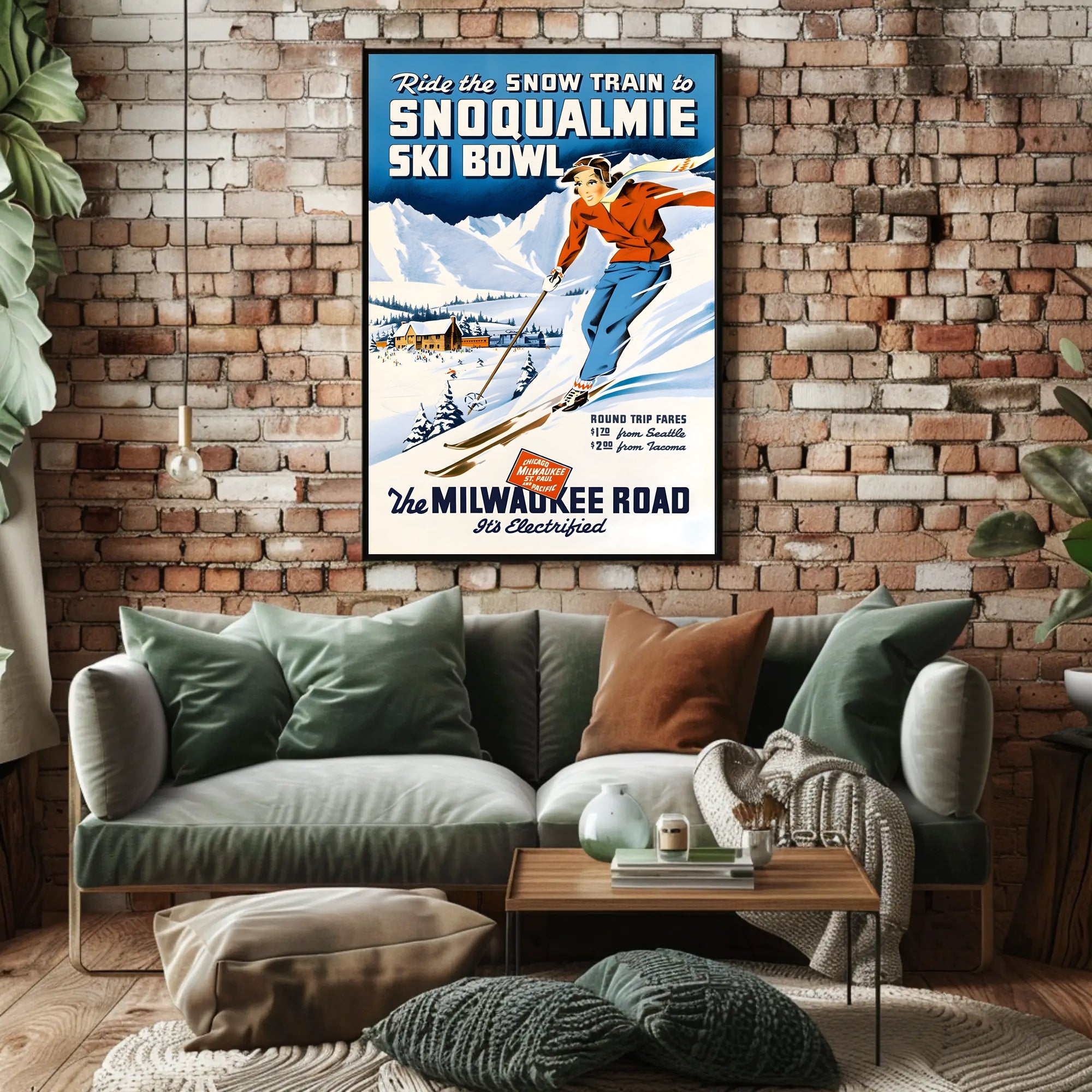 Vintage Snoqualmie Ski Bowl Adventure Travel Poster PosterGoat