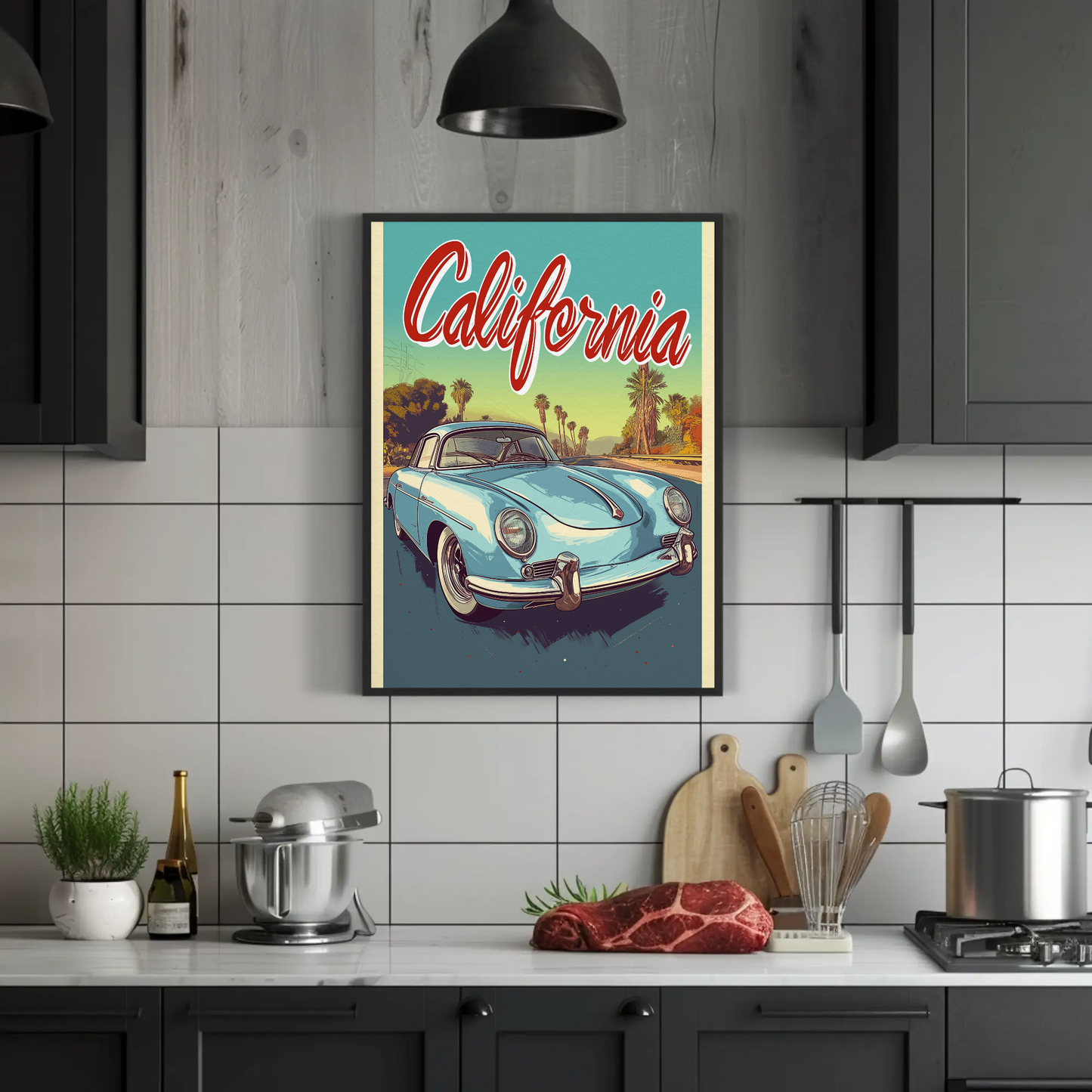 California Classic Car Vintage Poster