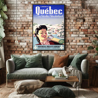 Vintage Québec Winter Wonderland Travel Poster PosterGoat