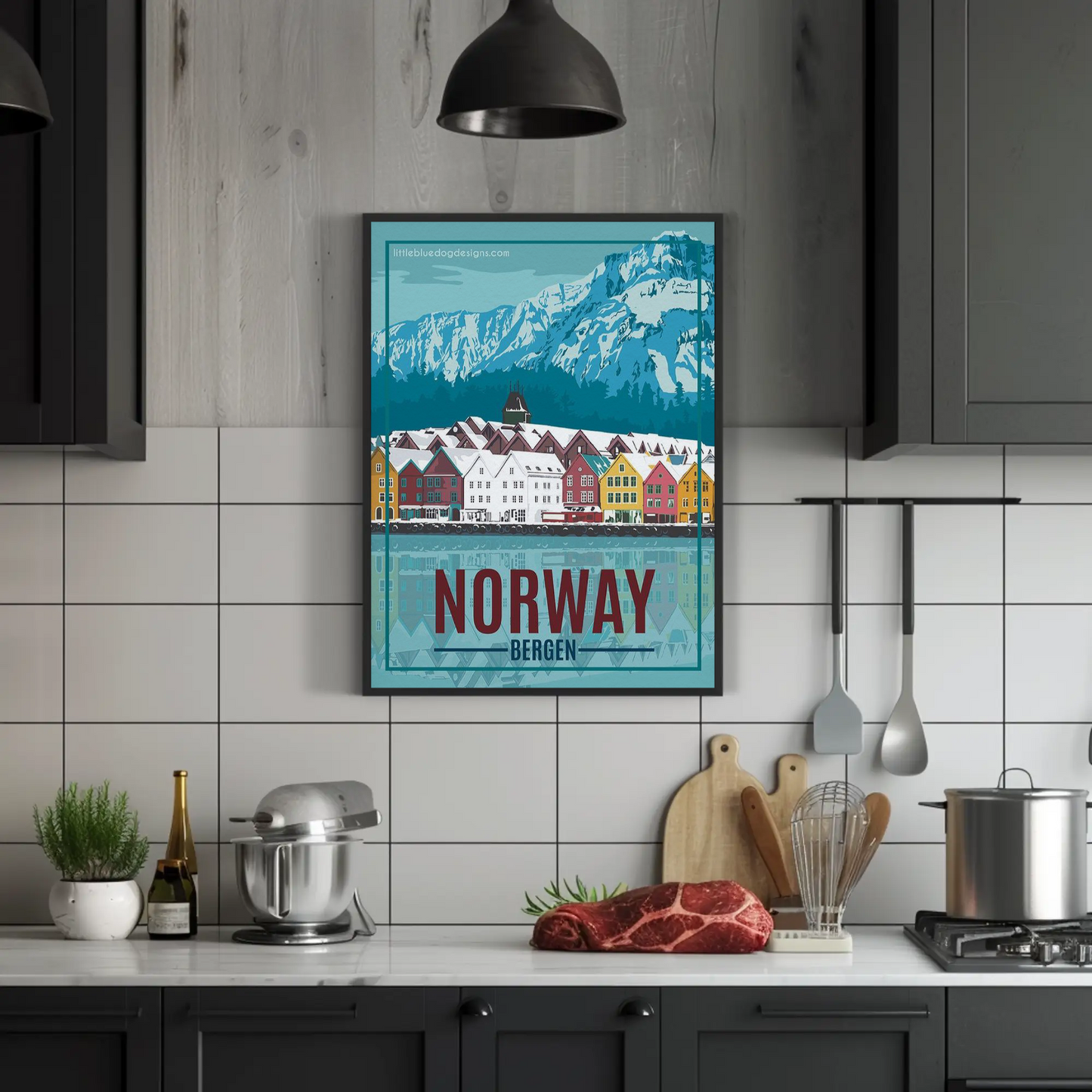 Norway Vintage Poster Bergen Winter