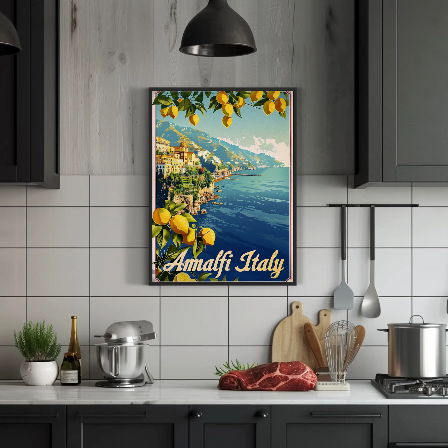 Amalfi Italy Bright Vintage Poster