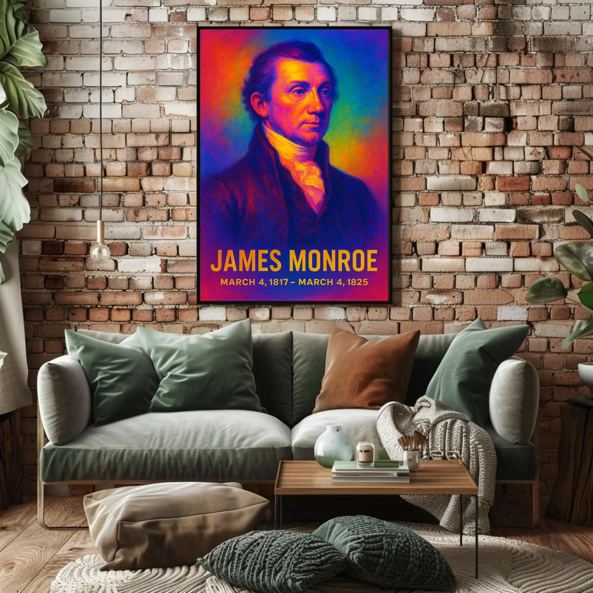 James Monroe 5th President of the United States Neon Gradient Overlay Poster