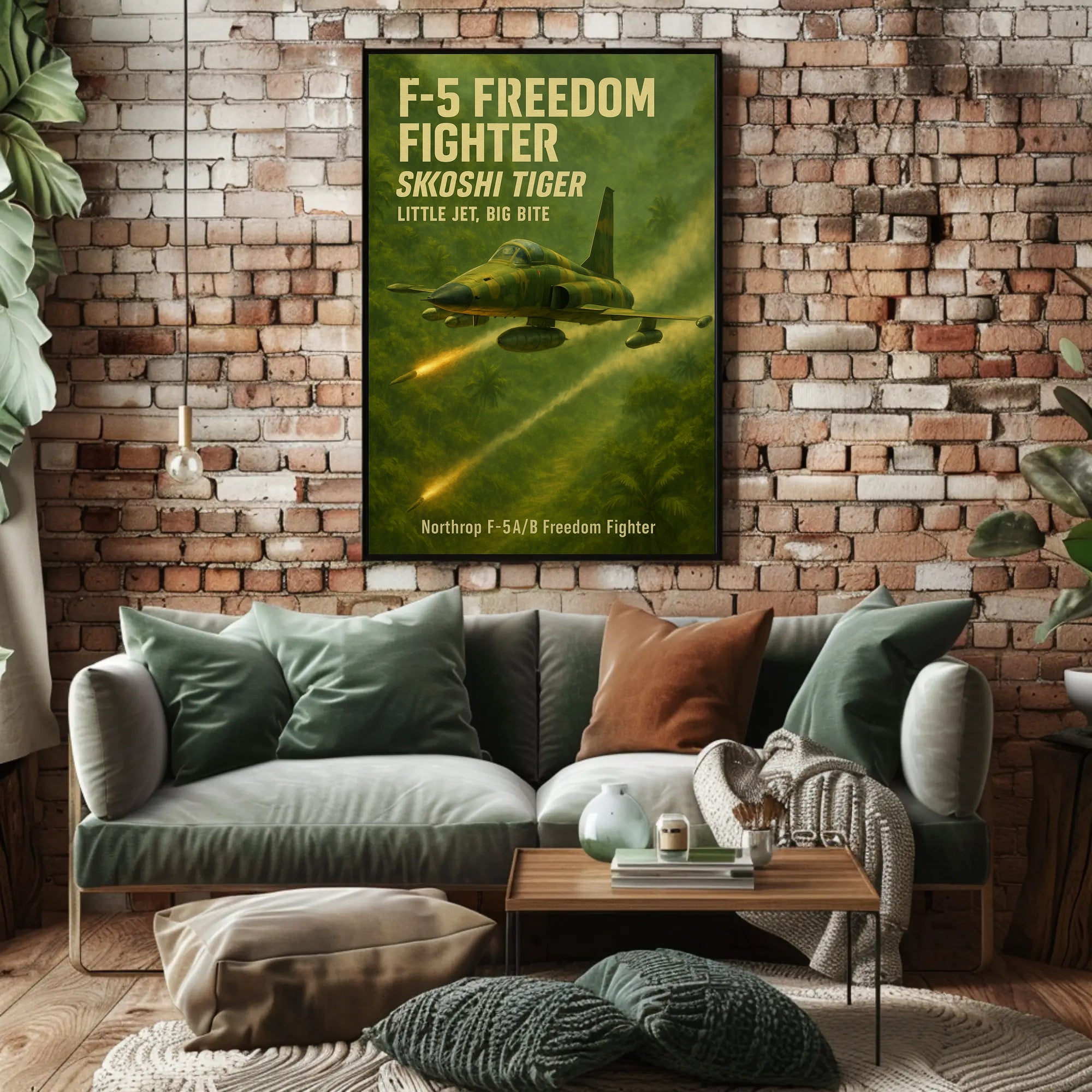 Northrop F-5 Fighter Jungle Scene Military Aviation Poster