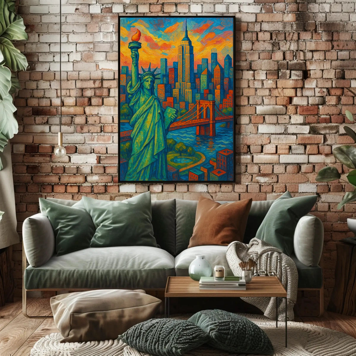New York City Skyline Poster Impressionistic Wall Art