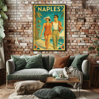 Naples Retro Beach Stroll Poster