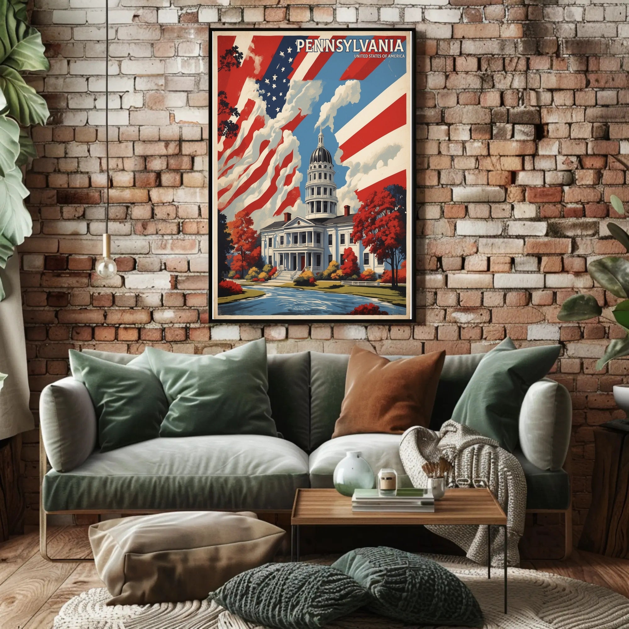 Vintage Pennsylvania State Capitol Travel Poster