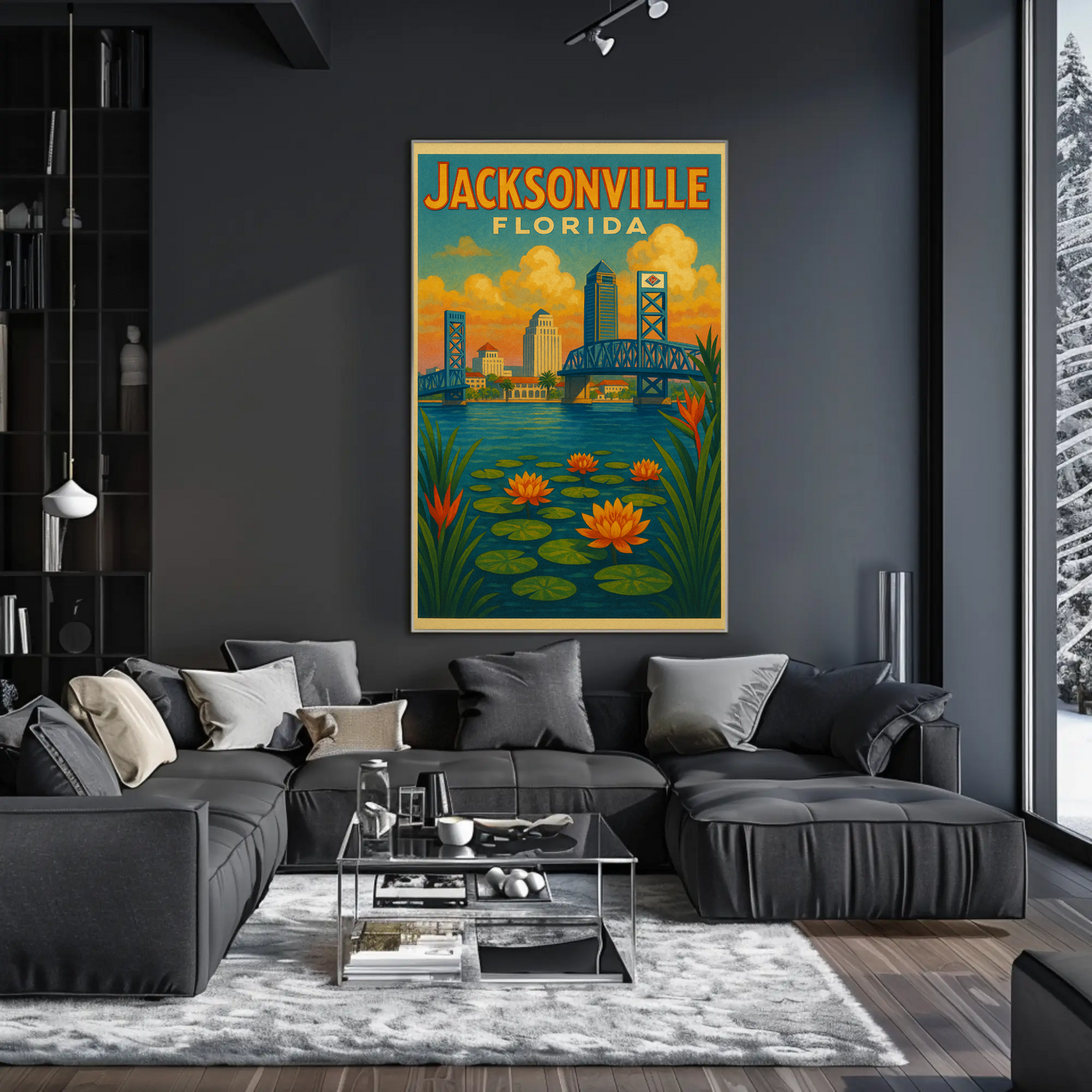 Jacksonville Florida Waterfront Travel Poster