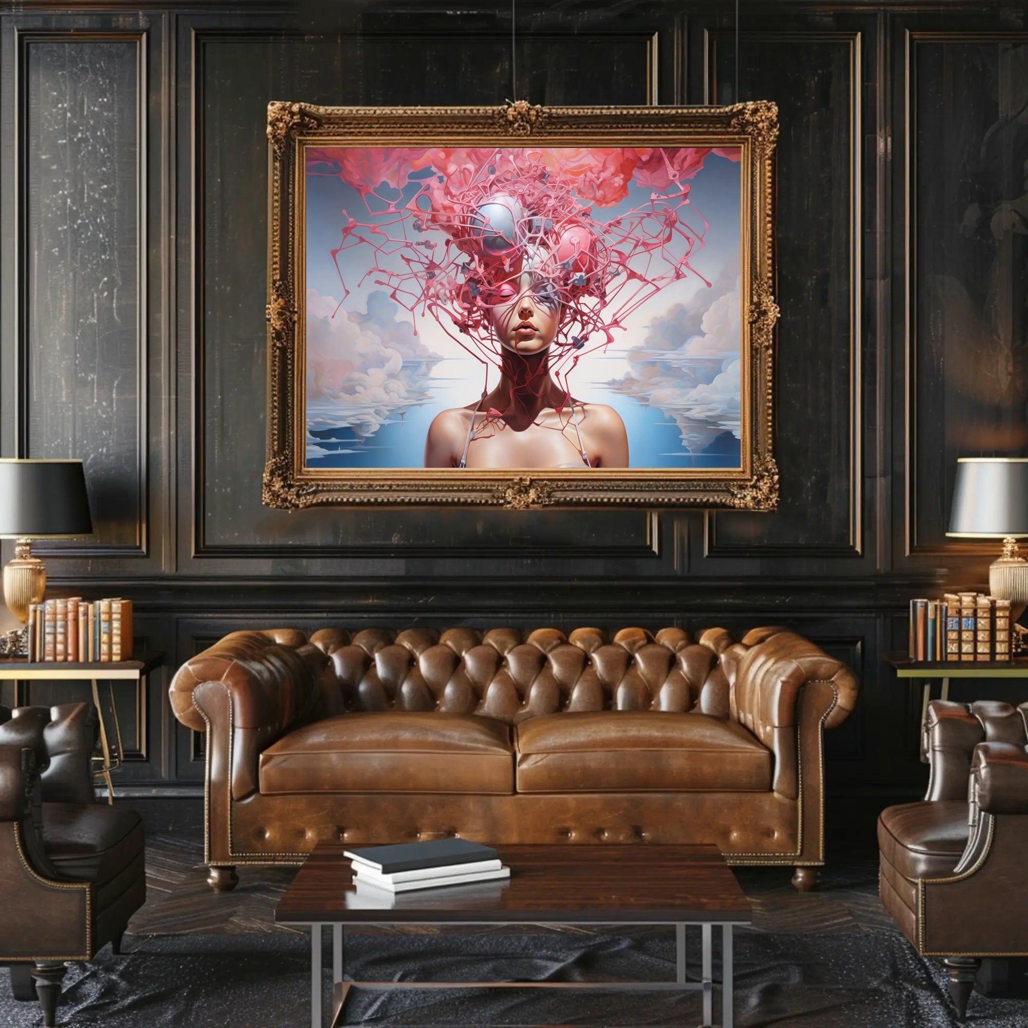 Surreal Dreamscape with Organic Elements Artistic Poster