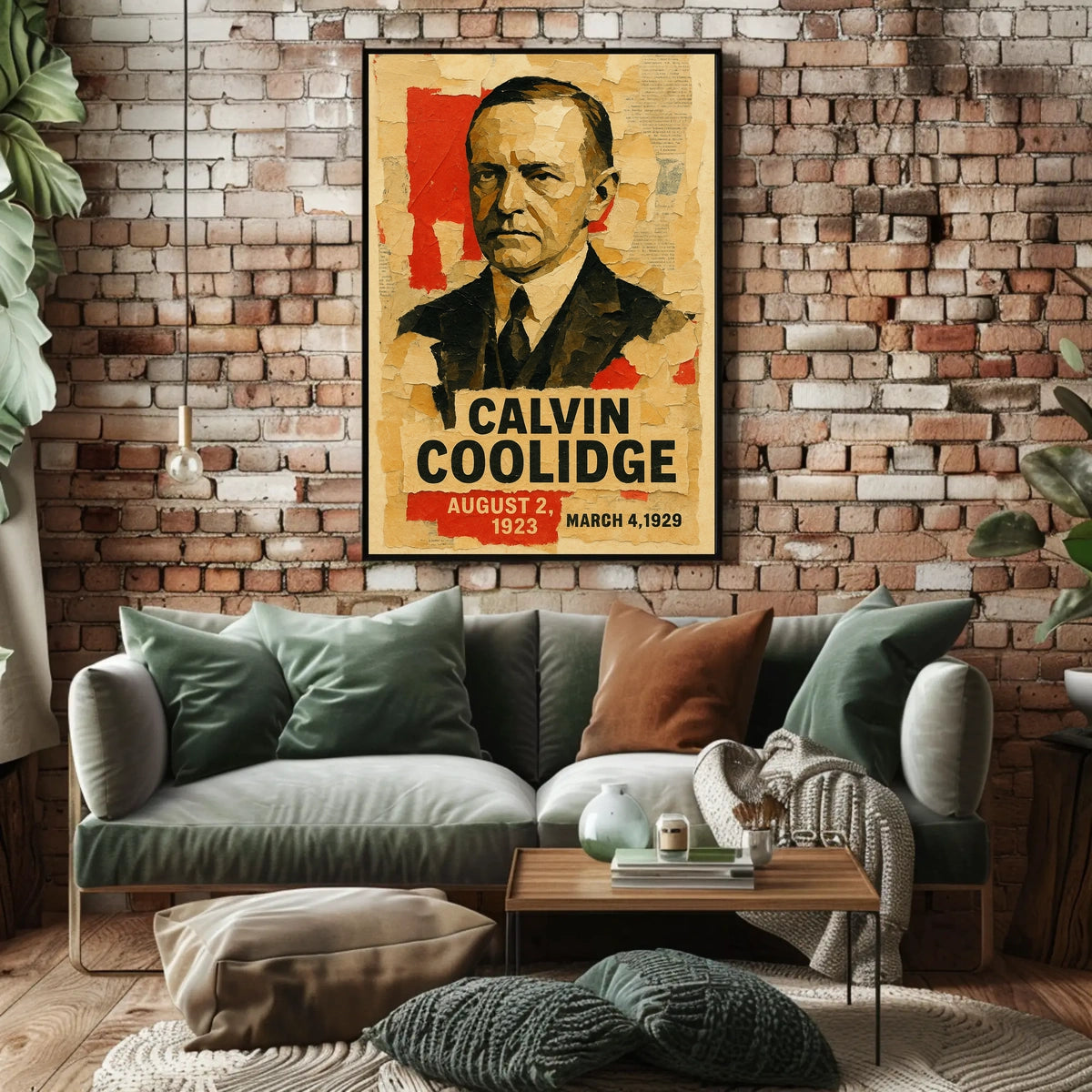 Calvin Coolidge 30th President of the United States Layered paper Collage Poster