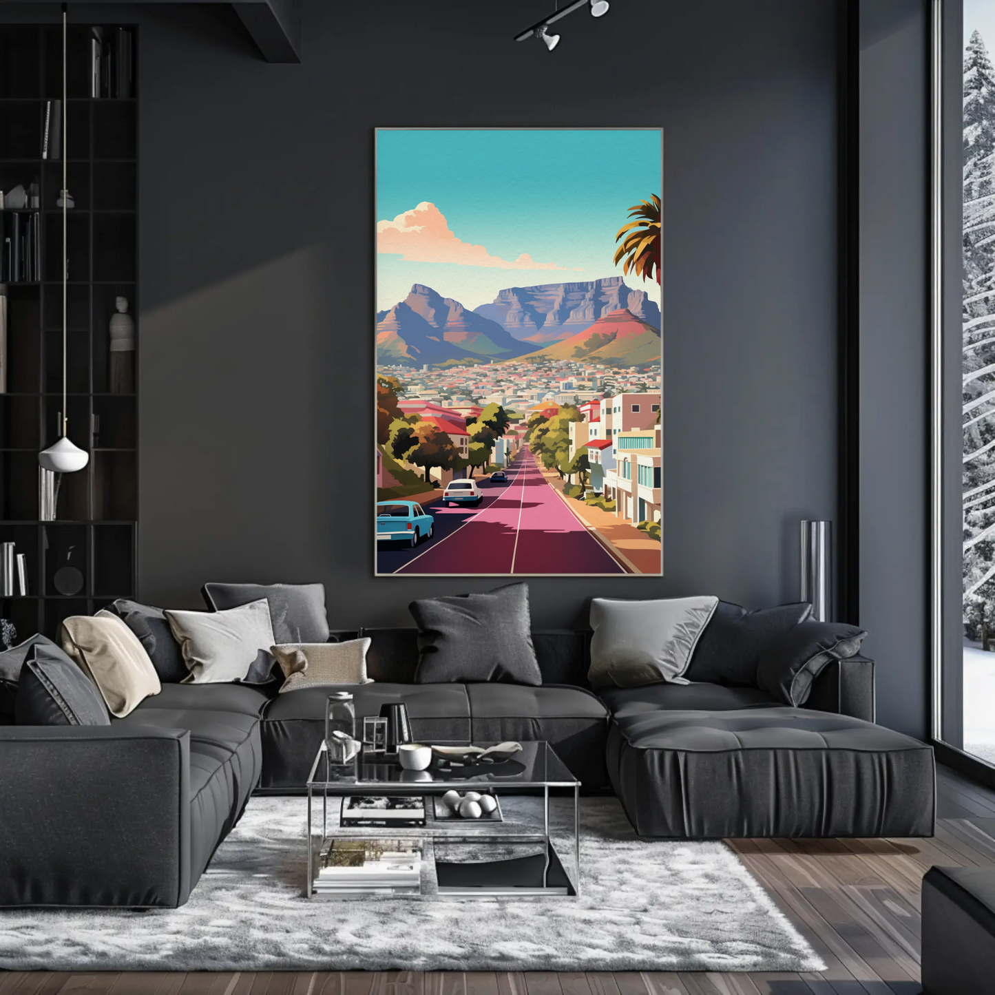 Cape Town Table Mountain Urban Street View Travel Poster