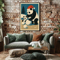 Pandas Winter Scene Poster