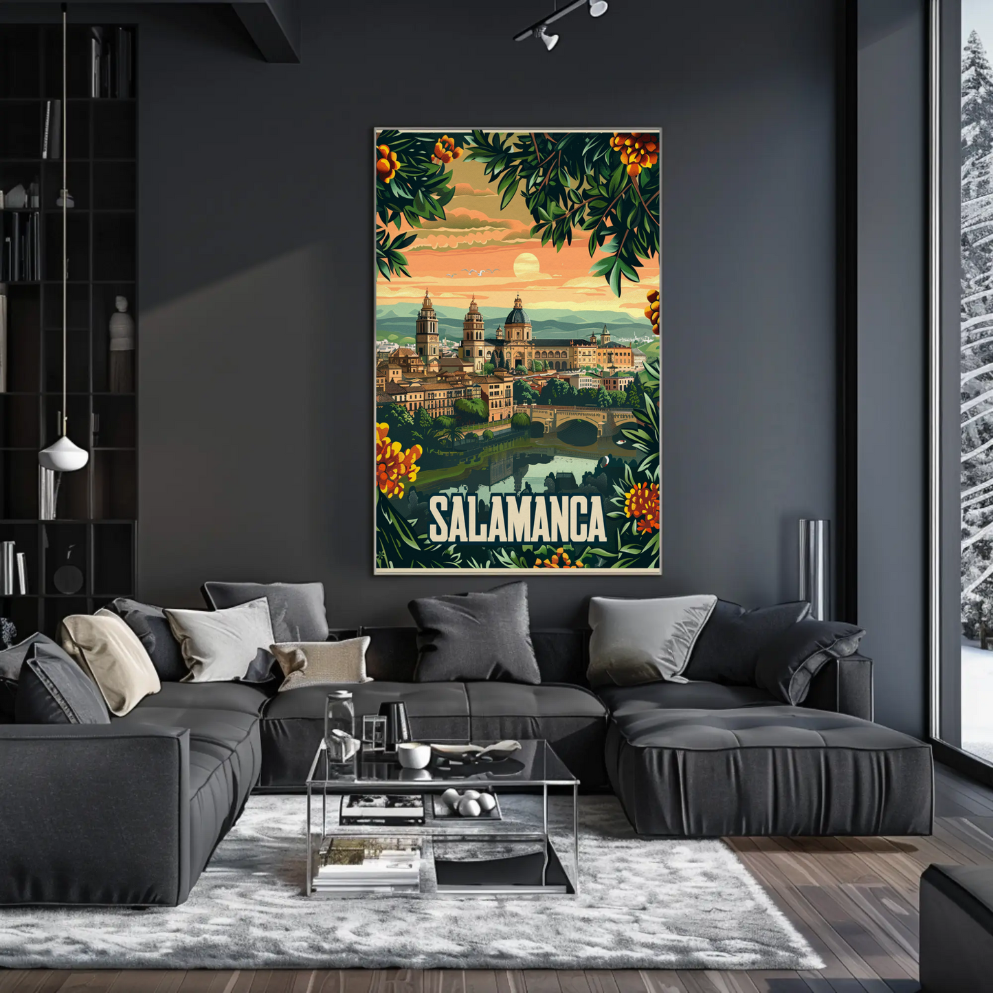 Salamanca Spain Sunset Skyline Travel Poster