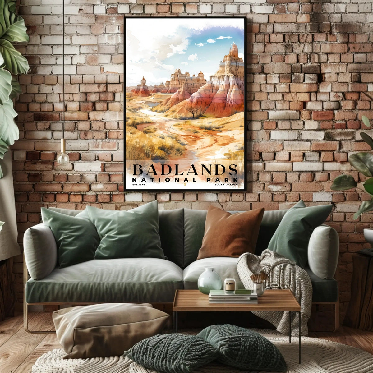 Badlands Watercolor Wall Art Poster